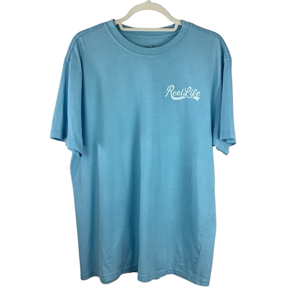 Reel Life Cotton Light Blue Go With The Flow T-Shirt Size Large